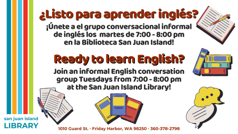 English conversation group Tuesdays 7-8pm