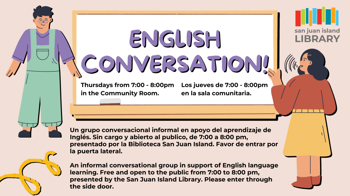 English conversation group Thursdays 7-8pm